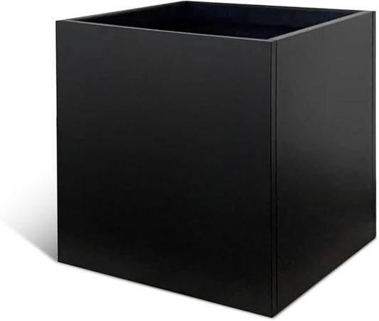 Galvanized Steel Black Planter Box Square 27.6 in Metal Large Planter Box Outdoor Indoor Huge Cube Heavy Duty Flower Pot Modern Commercial Residential for Patio, Yard, Garden