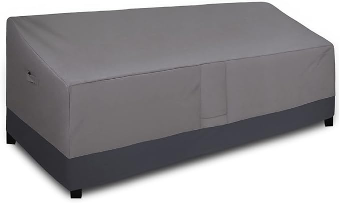 Easy-Going Waterproof Outdoor Couch Cover, Heavy Duty 4-Seater Patio Sofa Cover, Windproof Outdoor Furniture Cover with Air Vent （104Wx32.5Dx33H inch,Gray/Dark Gray