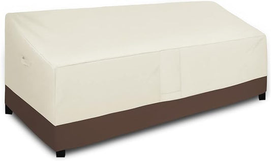 Easy-Going Waterproof Outdoor Couch Cover, Heavy Duty 3-Seater Patio Sofa Cover, Winchdproof Outdoor Furniture Cover with Air Vent (104Wx40Dx33H inch, Beige/Dark Brown)