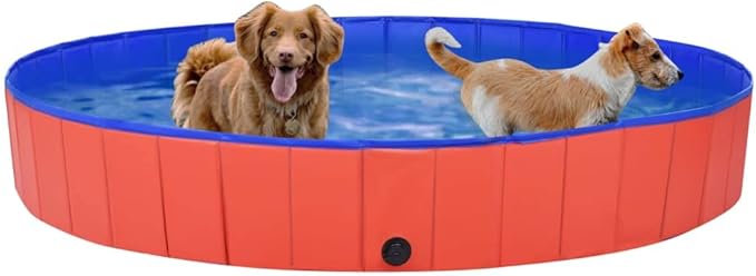 Foldable Dog Swimming Pool, Foldable Pet Swimming Pool, Portable Dog Pool, Bath Pool Collapsible Dog Pet Pool Bathing Tub, 78.7"x11.8" PVC Red