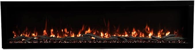 Modern Ember Highmark 72 Inch Smart Linear Electric Fireplace - Premium Flame with 10 Colors, Sleek Hidden Vent Design, Install Recessed in-Wall or Wall-Mount, WiFi Enabled.