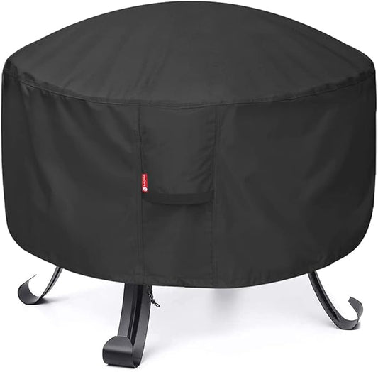 SheeChung Round Gas Fire Pit Cover-Fits 27”-30“ Solo Stove Yukon,Waterproof 600D Heavy Duty Outdoor Fire Bowl Cover,Weather Resistant Smokeless Fire Pit Cover for Backyard Porch Deck Camping-30"Dx12"H