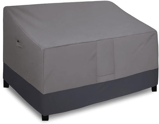 Easy-Going Waterproof Outdoor Loveseat, Heavy Duty 2-Seater Patio Couch, Windproof Outdoor Furniture with Air Vent (76W x 32.5D x 33H inch, Gray/Dark Gray)