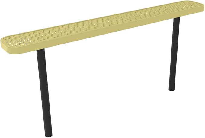 COATEDOUTDOORFURNITURE Heavy-Duty Outdoor Bench Thermoplastic Coated, Punched Steel, Commercial-Grade Seating, Made in America (Inground Without Back, 6 Ft, Textured Sandstone)