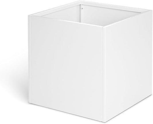 White Steel Planter Square Outdoor Planters Galvanized Steel Planter Box Indoor Metal Large Planters Cube Heavy Duty Flower Pot 32 Inch Modern Commercial Residential for Trees Patio Yard Garden