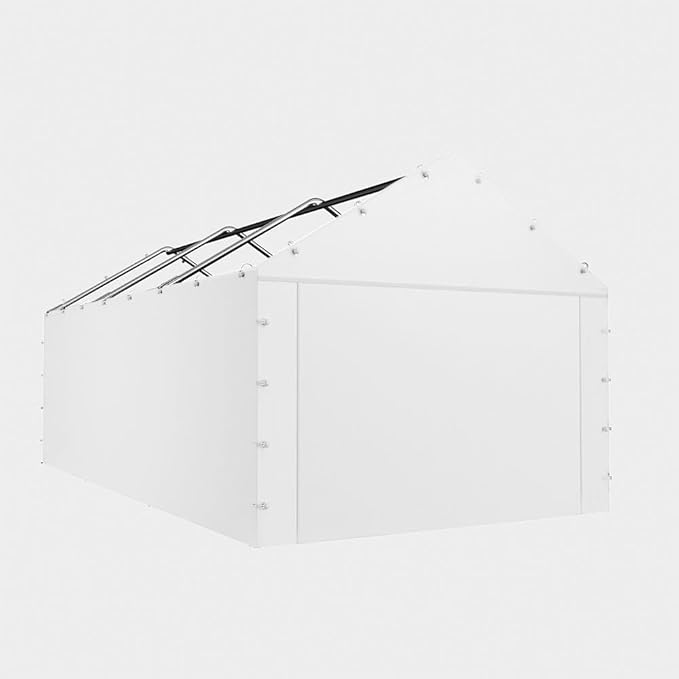 Carport Replacement Tarp Canopy, Sidewall Panel with Elastic Ball Bungees, for 10x20 FT or 12x20 FT Garage Party Tent Shelter - White, One Sidewall Panel Only