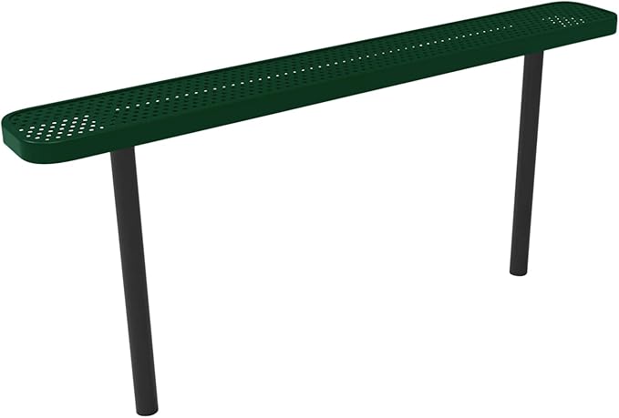 COATEDOUTDOORFURNITURE Coated Outdoor Furniture Heavy-Duty Outdoor Bench Thermoplastic Coated, Punched Steel, Commercial-Grade Seating, Made in America (Inground Without Back, 6 Ft, Green)