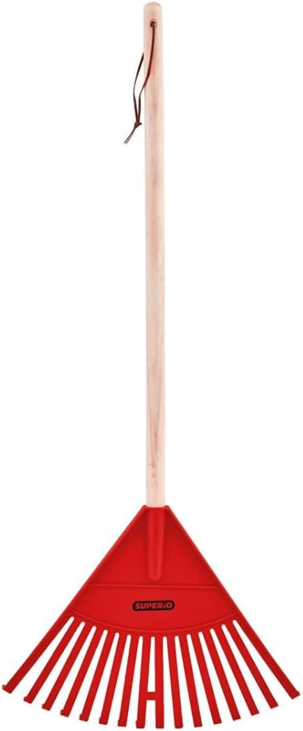 Kids Rake with Hardwood Handle, Durable Plastic Head to Sweep Leaves in Lawn and Tidying Up The Garden, 34" (Red), 6 Pack