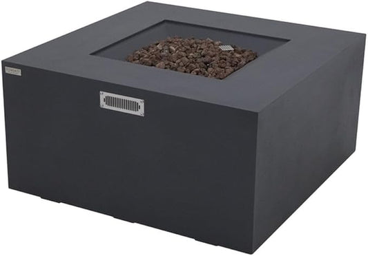 Rocky Concrete Fire Pit 43" x 43" Outdoor Patio Firepit Includes Lava Rocks Modern Fire Pits & Outdoor Fireplaces for Garden, Deck, Indoor & Outdoor Heating