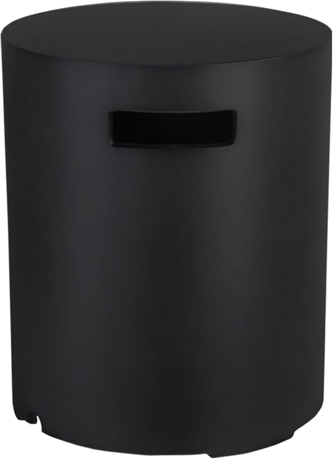 Afterglow 16" Propane Tank Cover Table, Round Tank Container Fits Standard 20 lbs Propane Tank Outdoor Gas Tank, Deck Backyard Patio, Black
