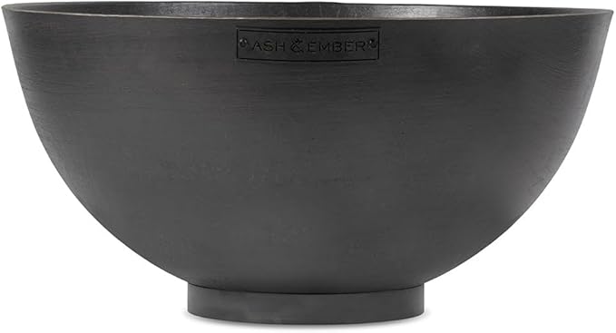 Ash & Ember 36" Hemisphere Fire Pit, Wood Burning Outdoor Fire Bowl, Raw Cast Iron Patina, Half-Sphere Outside Fireplace with Flanged Edge and Stable Base