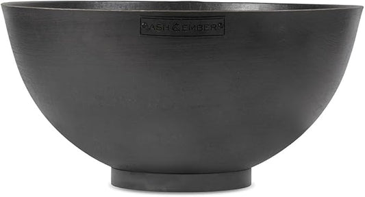 Ash & Ember 36" Hemisphere Fire Pit, Wood Burning Outdoor Fire Bowl, Raw Cast Iron Patina, Half-Sphere Outside Fireplace with Flanged Edge and Stable Base