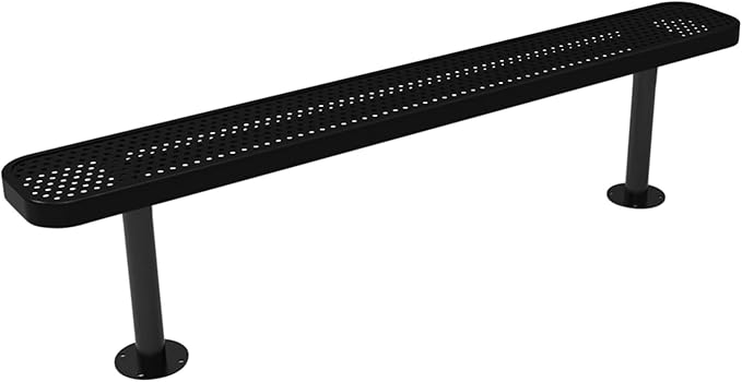 COATEDOUTDOORFURNITURE Coated Outdoor Furniture Heavy-Duty Outdoor Bench Thermoplastic Coated, Punched Steel, Commercial-Grade Seating, Made in America (Surface Without Back, 6 Ft, Textured Black)
