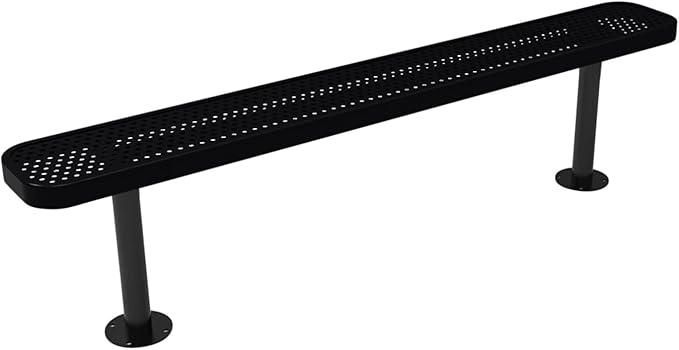 COATEDOUTDOORFURNITURE Coated Outdoor Furniture Heavy-Duty Outdoor Bench Thermoplastic Coated, Punched Steel, Commercial-Grade Seating, Made in America (Surface Without Back, 6 Ft, Black)