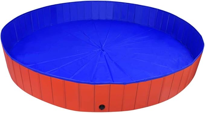 Foldable Dog Swimming Pool, Foldable Pet Swimming Pool, Portable Dog Pool, Bath Pool Collapsible Dog Pet Pool Bathing Tub, 118.1"x15.7" PVC Red
