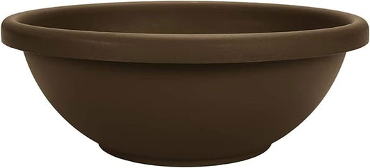 The HC Companies 18 Inch Sun Fade and Crack Withstanding Leakproof Plastic Plain Semi Circular Garden Bowl Planter, Chocolate Brown (2 Pack)
