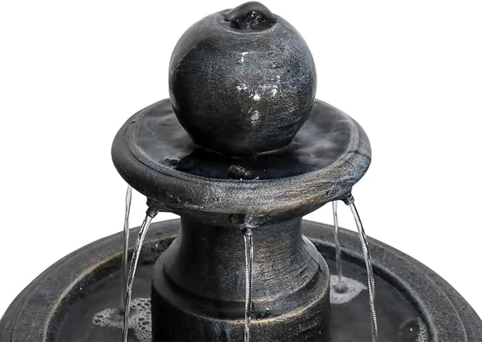 45.2“ High Outdoor Water Fountain, Concrete Outdoor Waterfall Fountain with Pump for Yard Garden Patio Backyard Deck Relaxation Decor - Black
