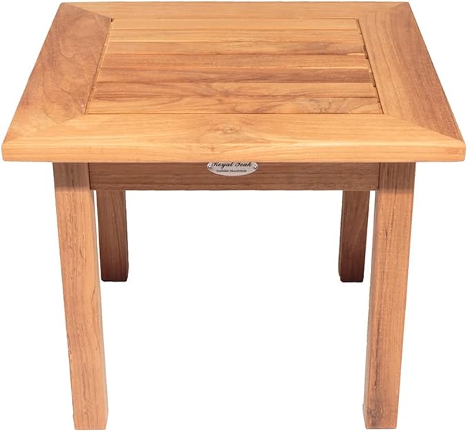 Royal Teak Collection Miami Deep Seating 6-Piece Teak Patio Conversation Set with Seating, Rectangular Coffee Table & Square Side Tables (P113SPA), Spa Heavy Duty Outdoor Cushions