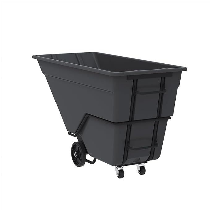 Akro-Mils 77710BLACK Akro-Tilt Heavy-Duty 1.5 Cubic Yard Plastic Truck Utility Cart, Loads up to 2000 lbs., 300 Gallon Capacity, Black