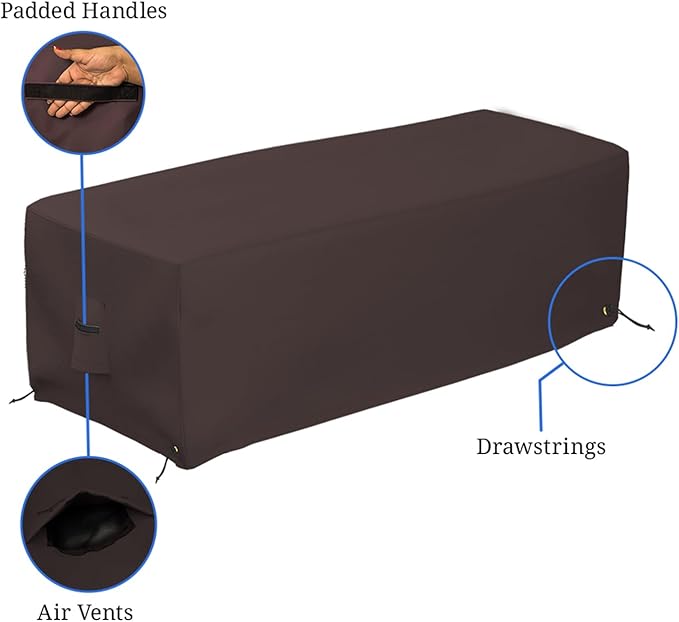 Covers & all Outdoor Rectangular Fire Pit Cover, Rectangle Heavy Duty18 Oz Waterproof UV & Weather Resistant, for Patio Lawn Garden Outside, Air Vents & Drawstrings (48"L x 25"W x 18"H, Coffee)