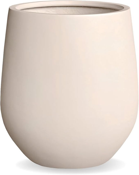 16.5"H x 15"D Corso Fiberstone Round Tapered Planter, Christmas Tree Planter, Smooth Finishes, Weather Resistant for Indoor & Outdoor Use, 2 Extra Coco Mats (Kilim Beige, 11.5" Pot Opening)