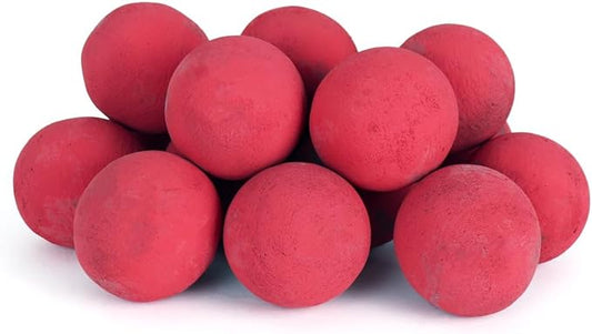 Ceramic Fire Balls - Uniform 3" Lava Rock for Fire Pits - Propane & Gas Fire Pits and Fireplace - Ceramic Spheres for Outdoor and Indoor Use - Natural Lava Stones (15 Pack, Red)