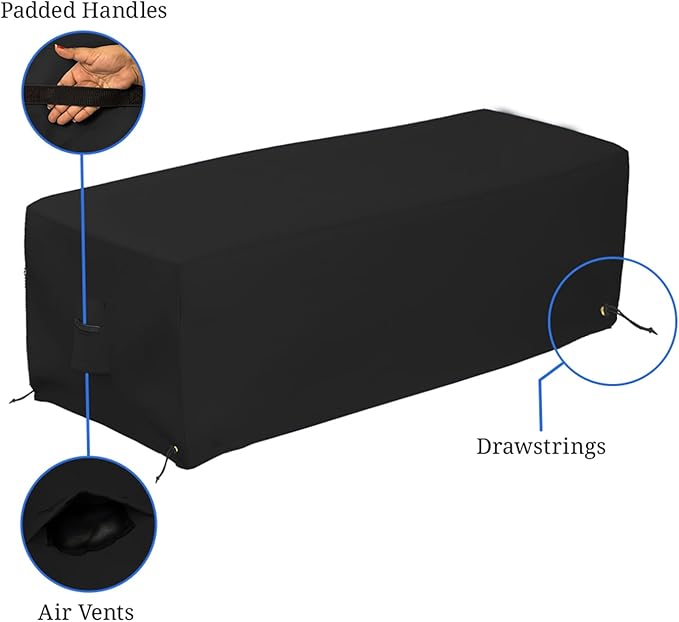 Covers & all Outdoor Rectangular Fire Pit Cover, Rectangle Heavy Duty18 Oz Waterproof UV & Weather Resistant, for Patio Lawn Garden Outside, Air Vents & Drawstrings (48"L x 25"W x 18"H, Black)