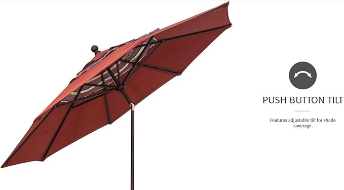 Treasure Garden Push Button Tilt Octagon Umbrella, 9ft - Outdoor Patio, Deck, Pool, Backyard Stand Alone Umbrella - Heavy Duty w/Bronze Frame & Obravia2 Fabric (Cobalt)