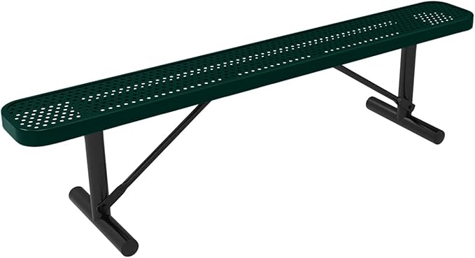 COATEDOUTDOORFURNITURE Heavy-Duty Portable Outdoor Bench Thermoplastic Coated, Punched Steel, Commercial-Grade Seating, Made in America (Portable Without Back, 6 Ft, Dark Green)