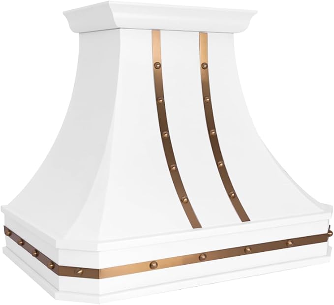 Custom Stainless Steel Range Hood, Handmade Kitchen Hood with Powerful Range Hood Insert, Classic Stove Vent Hood with Straps & Rivets, 42"W x 39"H Wall Mount, HSW30SC-423922WSS