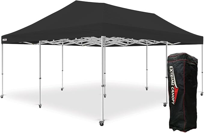 Extreme Canopy Commercial Heavy Duty Aluminum Instant Popup Canopy Tent (Black, 20ft x 20ft)