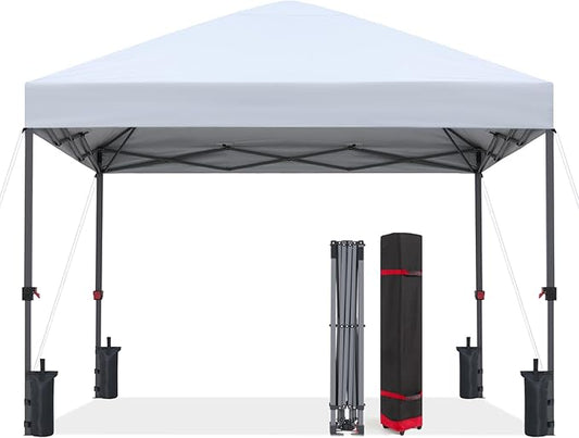 ABCCANOPY 10x10 Pop Up Canopy - Outdoor Patio Portable Canopy Tent Gazebo Heavy Duty for Backyard and Deck with 4 Sandbags and 8 Stakes (White)