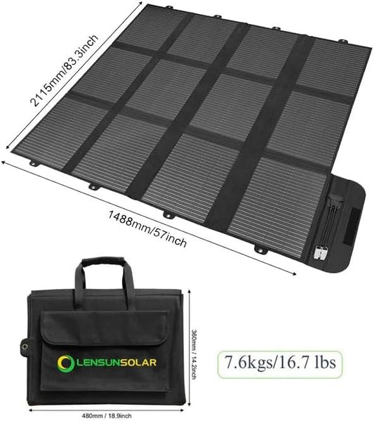 LENSUNSOLAR 300W 12V Portable Solar Panel Blanket with Anderson Connectors for Solar Generator Power Station, Lightweight, with 20A MPPT Charger Controller