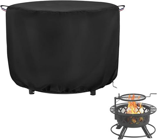 Fire Pit Cover,600D Waterproof Fire Table Cover Round for 36inch Patio Firepit, Outdoor Round Fireplace Cover - 36" D x 18" H