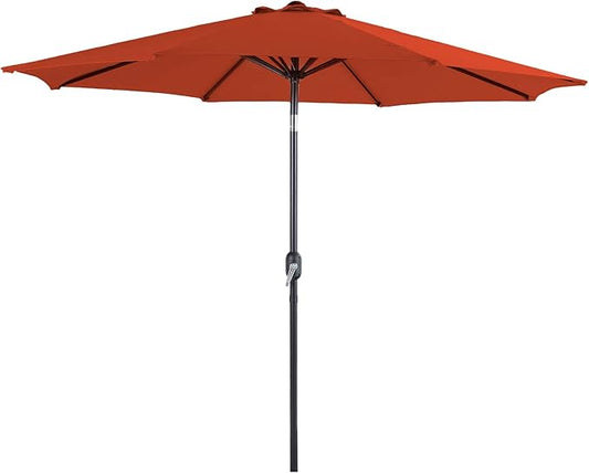 PHI VILLA 9ft Patio Umbrella Clearance, Outdoor Market Table Umbrellas with 8 Ribs and Push Button Tilt for Garden Deck & Poolside (No Base)