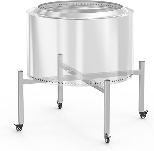 BBQ-PLUS 15-27 inch Universal Firepit Stand with Wheels for Solo Stove Bonfire Yukon Ranger 2.0 and Other 15~27" Outdoor Fire Pits,Adjustable Fireplace Accessory for Camping Outdoor