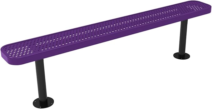 COATEDOUTDOORFURNITURE Coated Outdoor Furniture Heavy-Duty Outdoor Bench Thermoplastic Coated, Punched Steel, Commercial-Grade Seating, Made in America (Surface Without Back, 6 Ft, Purple)