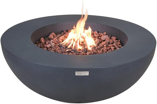 Lunar Bowl Concrete Fire Pit 42" x 42" Outdoor Patio Firepit Includes Lava Rocks Modern Fire Pits & Outdoor Fireplaces for Garden, Deck, Indoor & Outdoor Heating