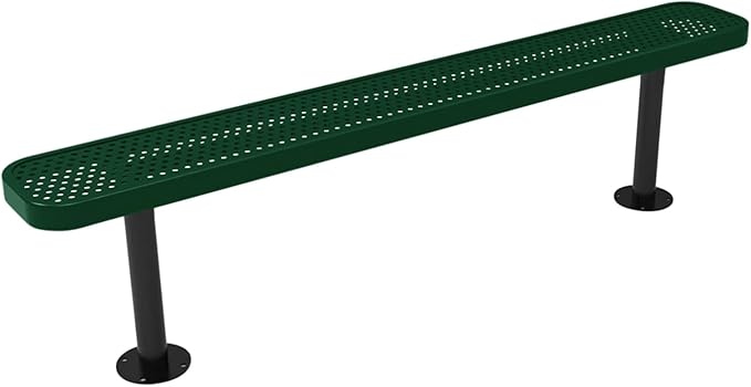 COATEDOUTDOORFURNITURE Coated Outdoor Furniture Heavy-Duty Outdoor Bench Thermoplastic Coated, Punched Steel, Commercial-Grade Seating, Made in America (Surface Without Back, 6 Ft, Green)