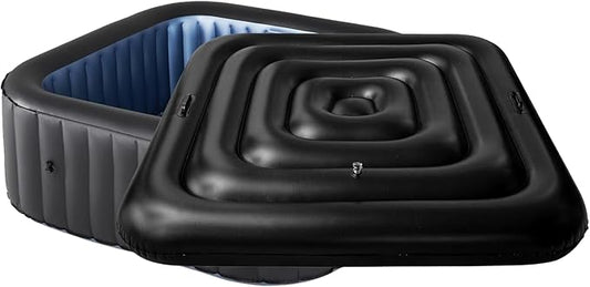 4.4Ft Inflatable Hot Tub Cover with Handle,Energy Saving Lid for Square Hot Tub,Outdoor Inflatable Hot Tub,Foldable Protective Rain Overflow Cover for Inflatable Outdoor Hot Tubs