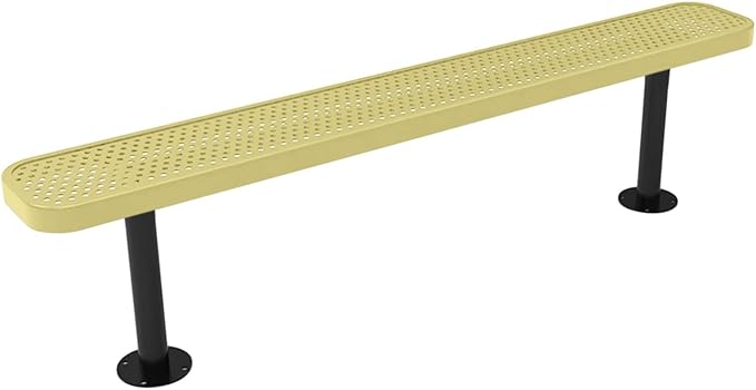 COATEDOUTDOORFURNITURE Heavy-Duty Outdoor Bench Thermoplastic Coated, Punched Steel, Commercial-Grade Seating, Made in America (Surface Without Back, 6 Ft, Textured Sandstone)