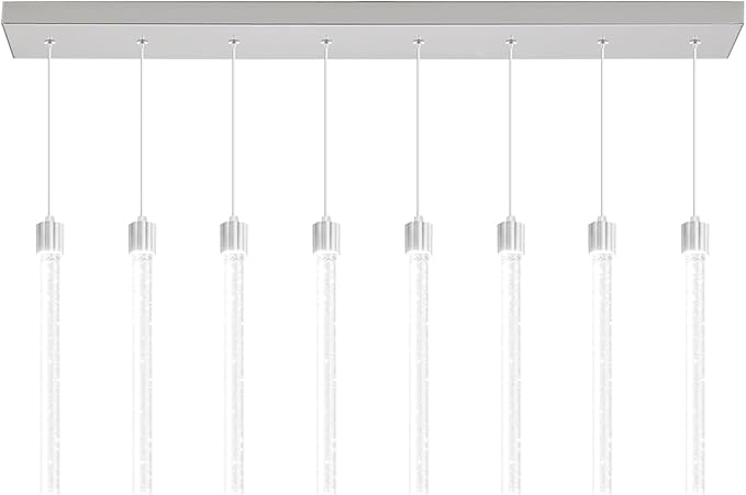 8-Lights Silver Modern Crystal Chandeliers for Dining Room Dimmable LED Adjustable Height Hanging Pendant Light for Kitchen Island,Bedroom,Over Table,Living Room
