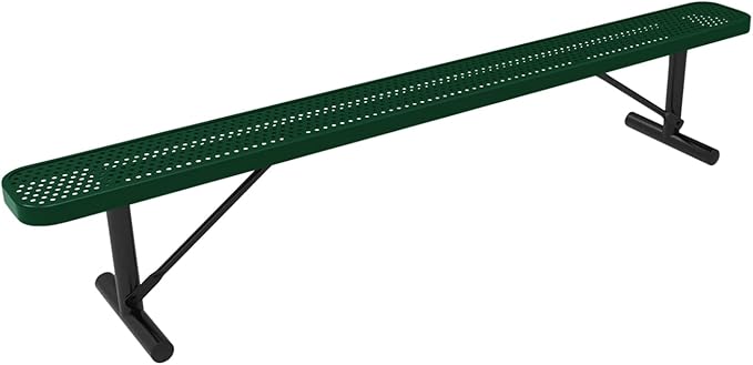 COATEDOUTDOORFURNITURE Coated Outdoor Furniture Heavy-Duty Portable Outdoor Bench Thermoplastic Coated, Punched Steel, Commercial-Grade Seating, Made in America (Portable Without Back, 8 Ft, Green)