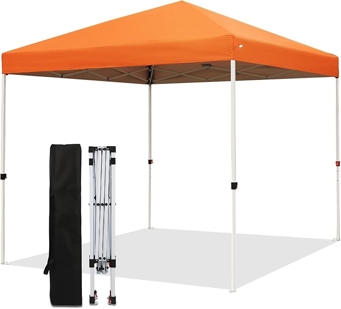 Northroad 8X8 FT Pop Up Canopy, Outdoor Instant Canopy Tent w/Carrying Bag, Portable Gazebo Shelter for Wedding Party,Commercial Event,Patio,Garden,Beach -Orange