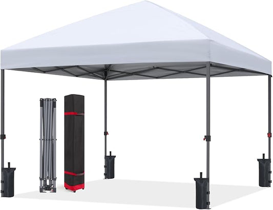 ABCCANOPY Pop Up Canopy - Outdoor Patio Portable Canopy Tent Heavy Duty for Backyard and Deck with 4 Sandbags(White, 10x10)