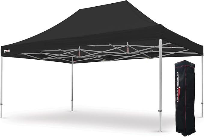 Extreme Canopy Commercial Heavy Duty Aluminum Instant Popup Canopy Tent (Black, 13ft x 20ft)