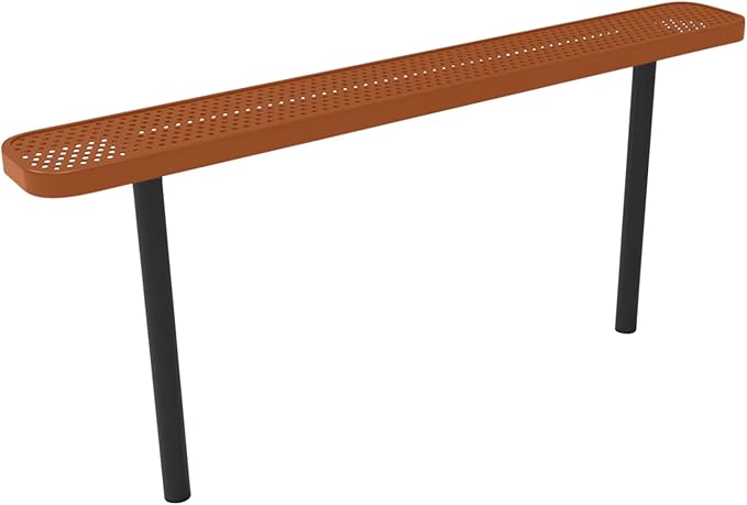 COATEDOUTDOORFURNITURE Heavy-Duty Outdoor Bench Thermoplastic Coated, Punched Steel, Commercial-Grade Seating, Made in America (Inground Without Back, 6 Ft, Textured Copper)