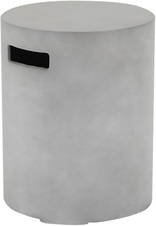 Propane Tank Cover Table, 20 LB Concrete Tank Storage Box, Modern Outdoor Gas Tank Covers Hideaway Table for Propane Fire Pit and Gas, Round Tank Holder with Handles (Gray) φ16 X 20inch