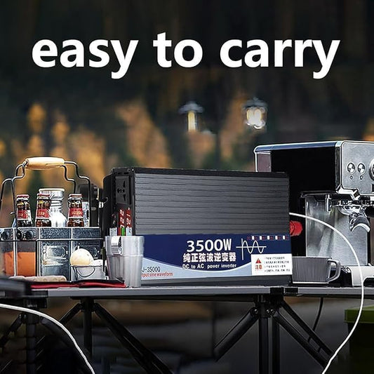 3500 Watt Power Inverter 72V DC to 220V AC Converter, RV Inverter, LED Display with 2 AC Outlets Dual Fans Radiating, for RV, Camp and Home, Electric Tool Pure Sine Wave Inverter (220V, 3500W 72V)