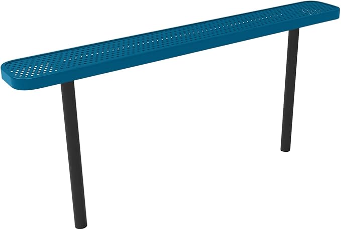 COATEDOUTDOORFURNITURE Coated Outdoor Furniture Heavy-Duty Outdoor Bench Thermoplastic Coated, Punched Steel, Commercial-Grade Seating, Made in America (Inground Without Back, 6 Ft, Light Blue)